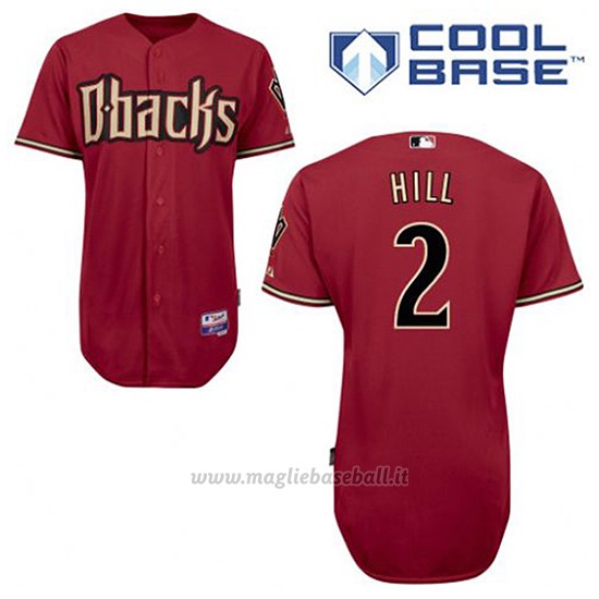 Maglia Baseball Uomo Arizona Diamondbacks 2 Aaron Hill Rosso Alterner Cool Base